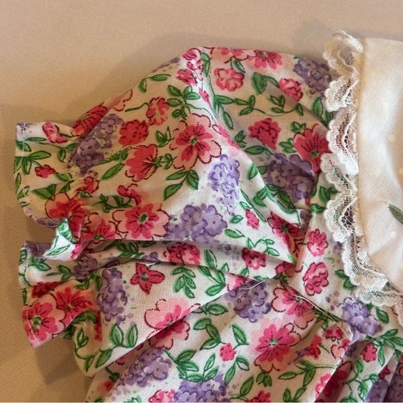 VINTAGE CRADLE TOGS BABY GIRL Floral Embroidered w/ Lace Button Down Top 6-9M - Picture 7 of 9